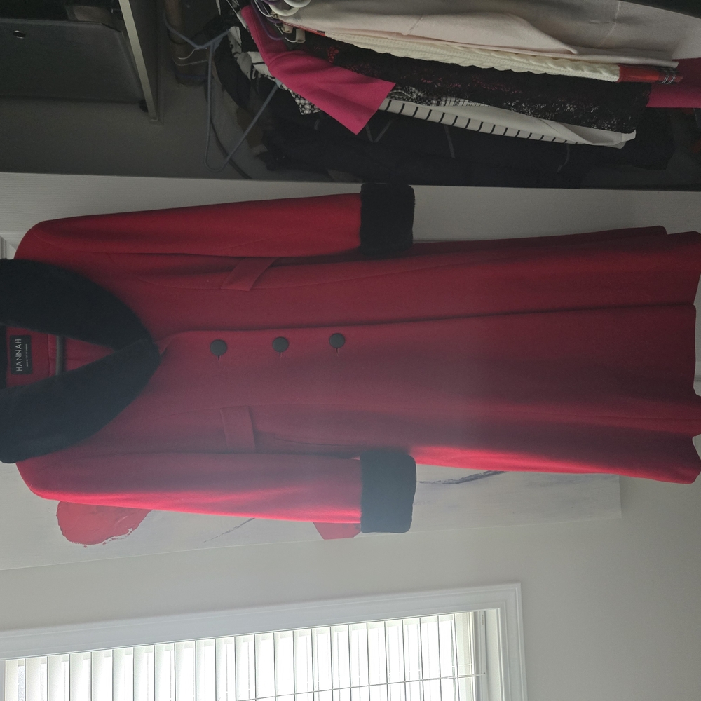 Elegant Red Coat with Black Accents